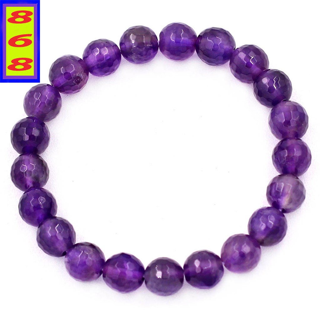 Chuỗi tay Đá Tự Nhiên Tím Than Cắt Giác 8 ly, 10 ly, 12 ly, 14 ly - Hợp mệnh Hỏa, mệnh Thổ - Mang lại may mắn, bình an