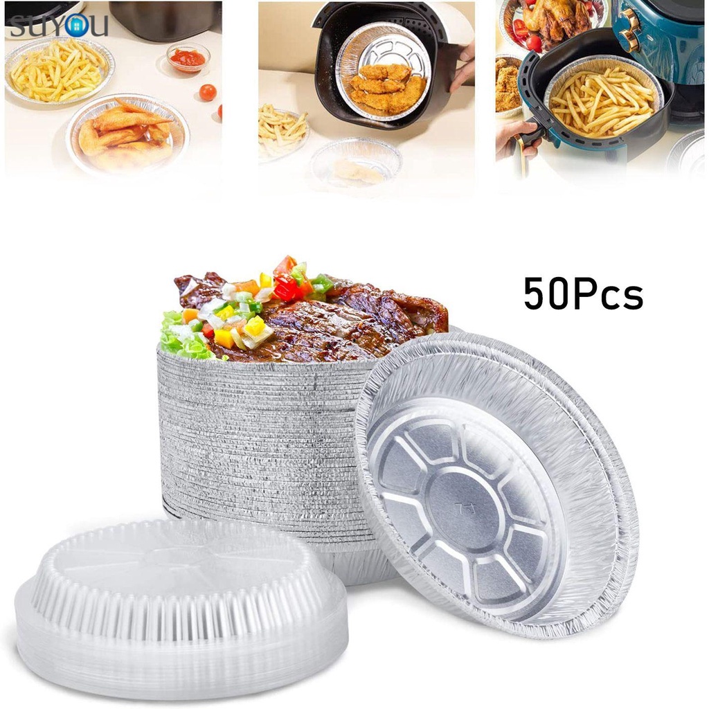Set 50 khay lá nhôm chống dính dùng một lần cho nồi chiên không dầu