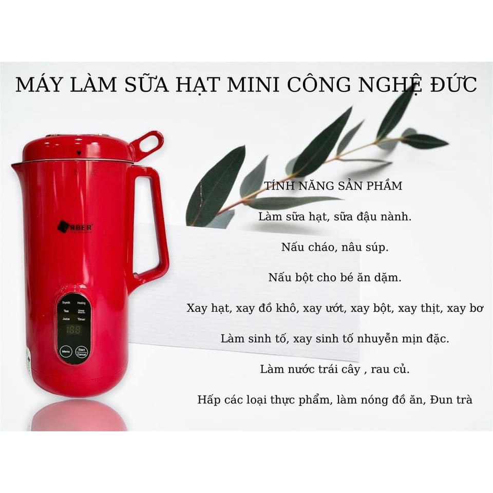 Máy làm sữa hạt Mini Arber MLSH4WMD máy xay nấu đa năng, nấu cháp, soup, đồ ăn dặm cho bé bảo hành chính hãng 12 tháng