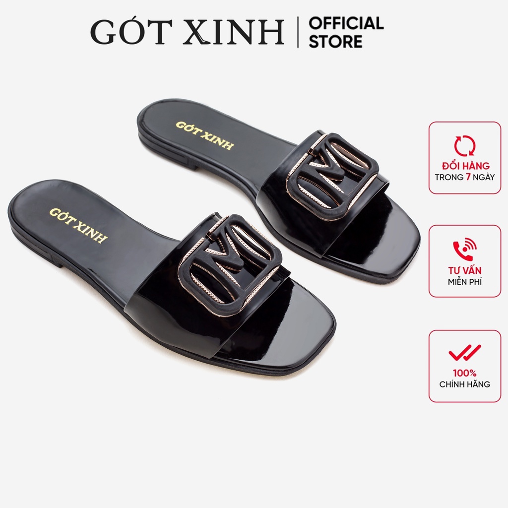 Dép nữ GÓT XINH D34 đế bệt quai ngang kiểu siêu xinh