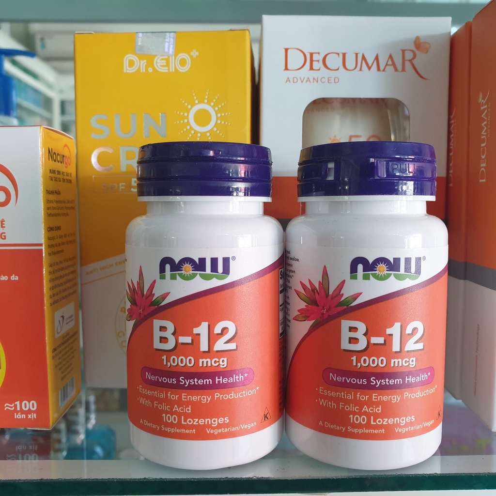 VEGAN – Bổ Sung Vitamin B12 1000mcg ,Folic Acid dạng viên ngậm hãng NOW