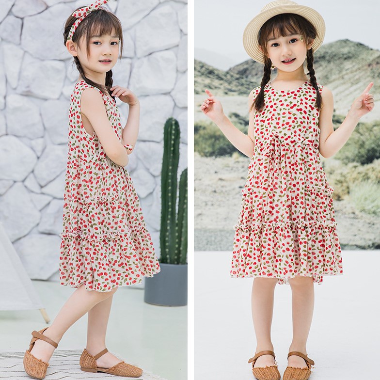 Váy bé gái , váy hoa nhí trẻ em từ 3-12 tuổi chất liệu voan tơ cao cấp VH34