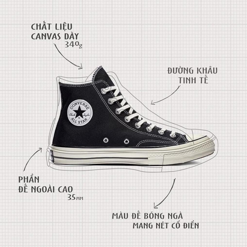 ( 𝙃𝙖̀𝙣𝙜 𝙍𝙚𝙖𝙡 ) Giày Conversse Chuck70s Black/Egret Cao Cổ 🇦🇱