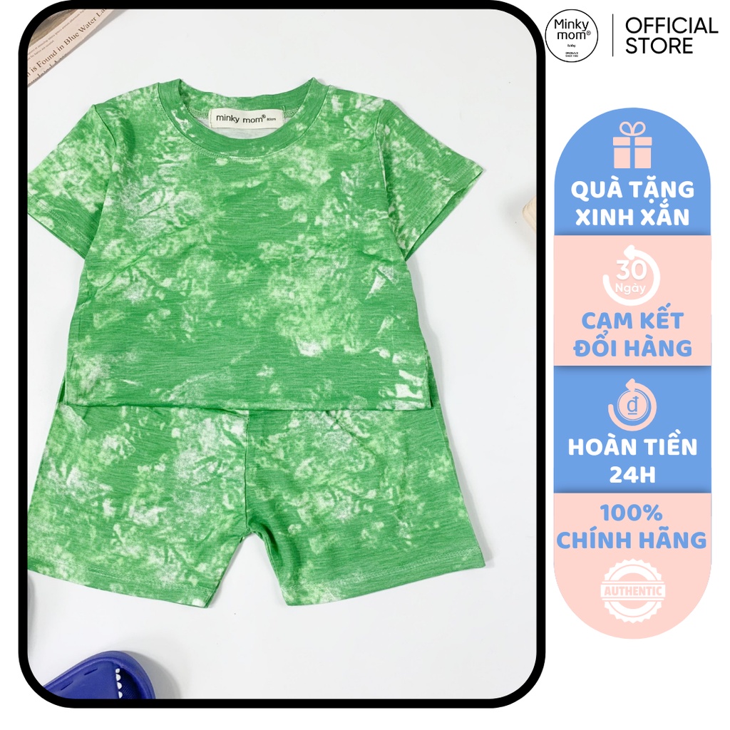 [SALE] Bộ Cộc Tay Cho Bé Trai, Bé Gái Minky Mom Vải Thun Lạnh Loang Màu Tye Dye Trơn, Đồ Bộ Cho Bé Mặc Nhà MKM2235
