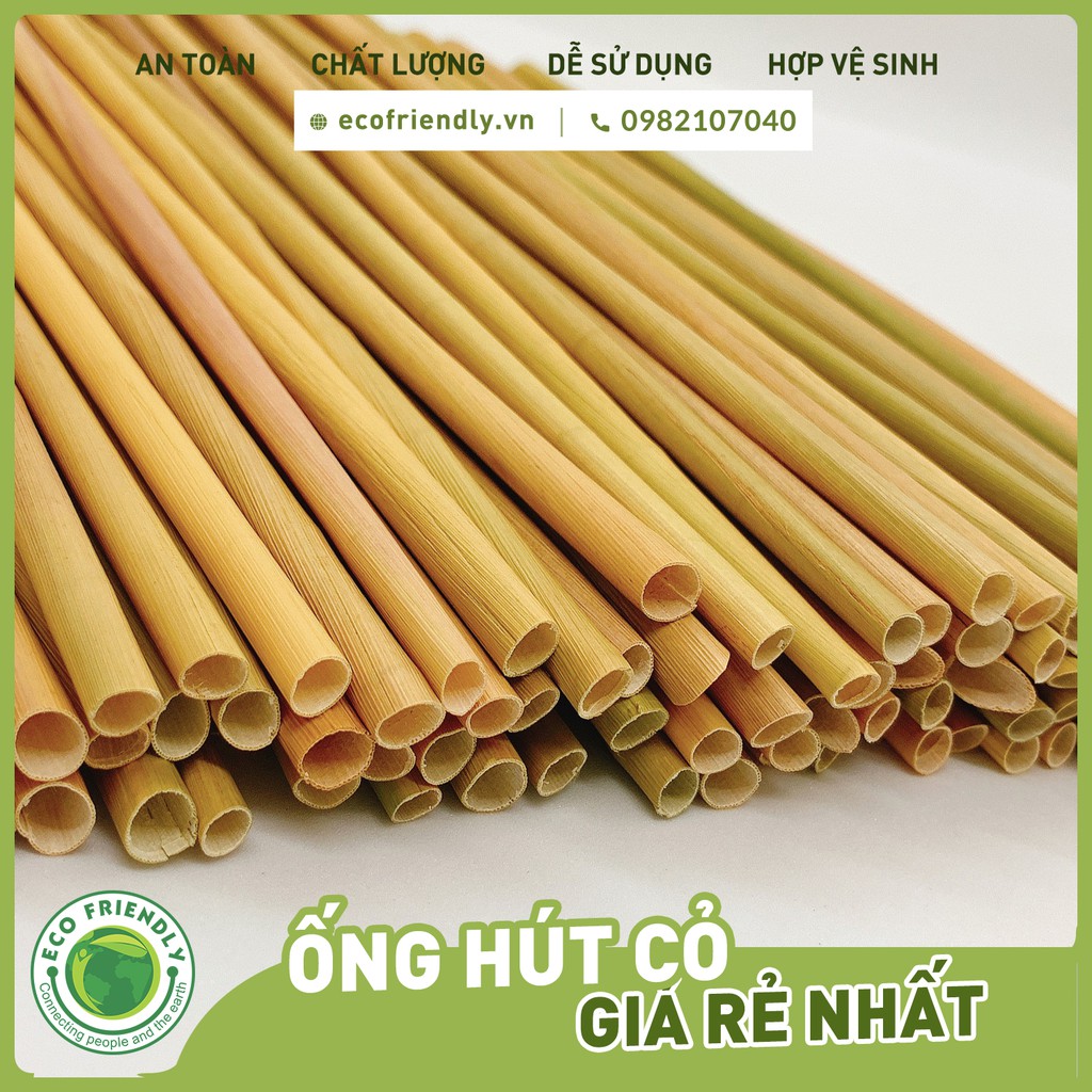 Ống hút cỏ bàng (Grass straws) Hộp 100 ống dài 15 cm - Hàng xuất khẩu đi Mỹ - Dùng được cho tất cả các loại thức uống