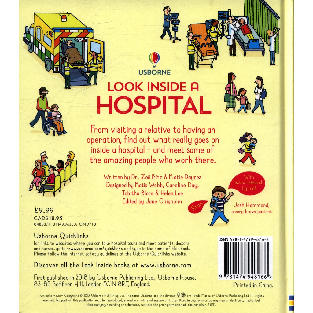 Sách - Look Inside A Hospital Usborne - cho bé tìm hiểu về nghề bác sĩ