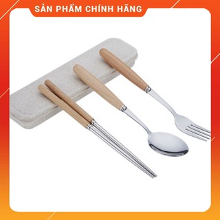 Hộp đũa thìa dĩa cán gỗ cao cấp.