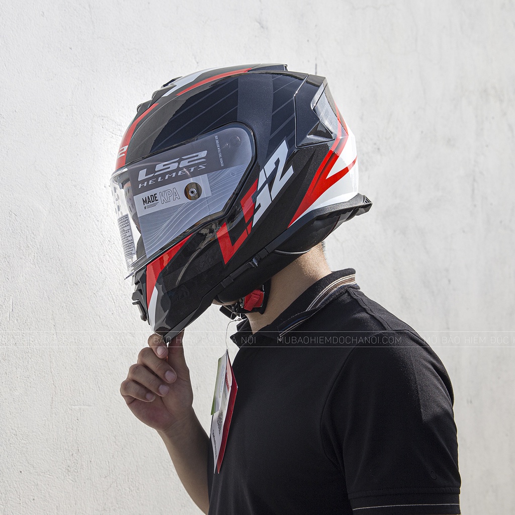 [TẶNG PINLOCK+KHÓA] Fullface LS2 FF800 Storm - Nerve Black Red đen đỏ trắng (2 Kính) - Siêu Nhiều Quà Tặng Kèm