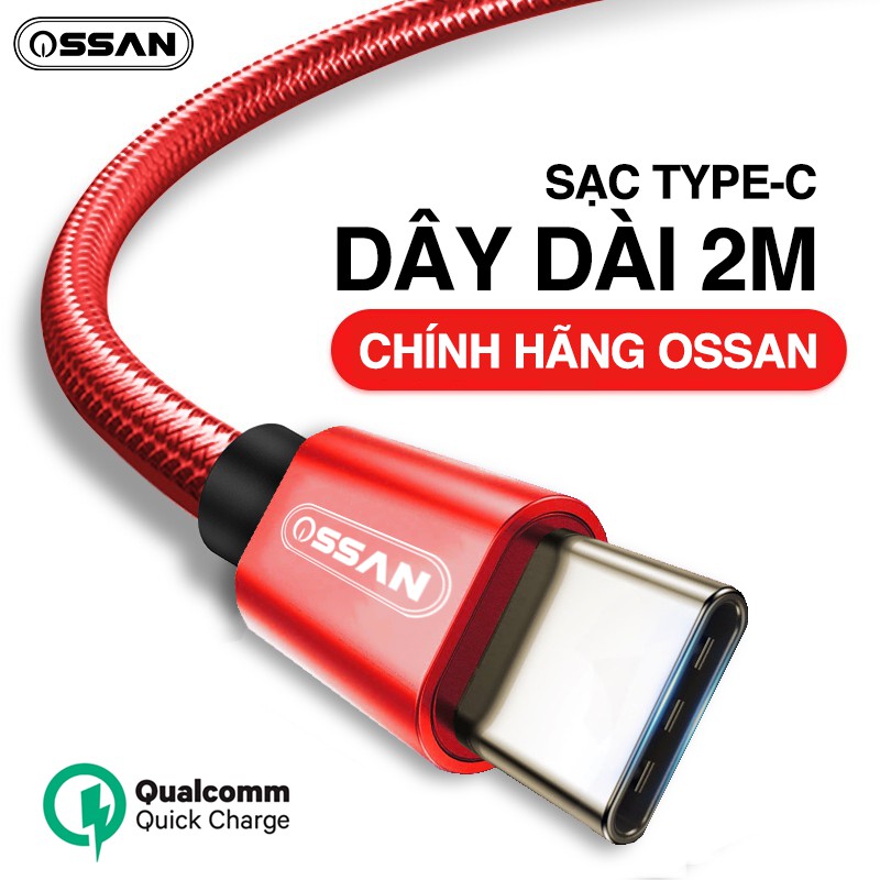 [Dài 2m] Dây sạc USB Type C hỗ trợ sạc nhanh Qualcomm Quick Charge Galaxy Note 8 S9 S10 S20 máy cổng Type-C C1C200