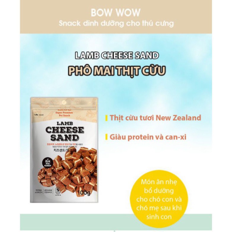 Phô mai cho chó thịt cừu Bowwow 100g, thức ăn snack thưởng tăng cân cún lớn nhỏ mẹ bầu Con Mèo Xiêm