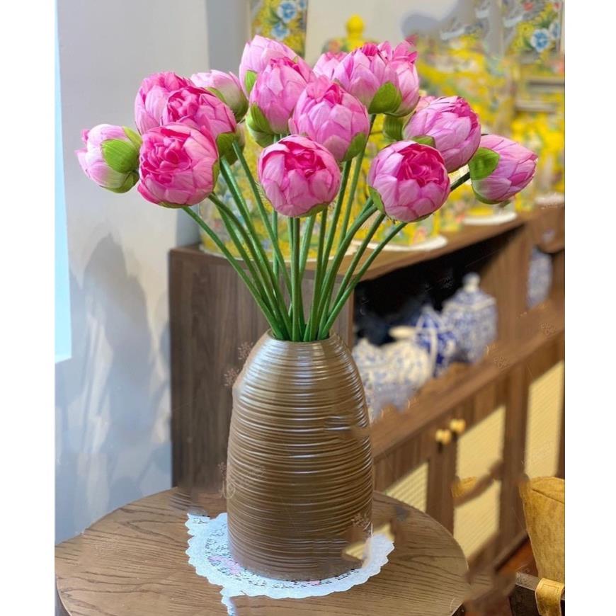Hoa giả - SEN BÁCH DIỆP QUAN ÂM cao cấp -1 cành dài 80 cm - Hoa lụa đẹp decor cắm lọ xinh chụp studio