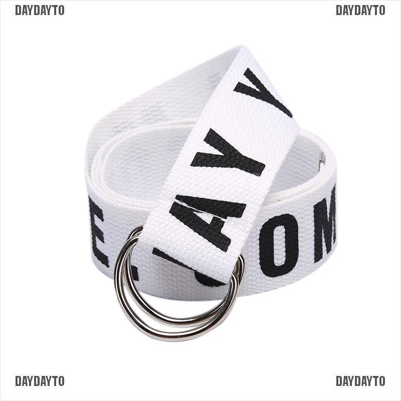 Thắt lưng vải canvas phối vòng chữ D đôi phong cách Harajuku thời trang cho nam và nữ