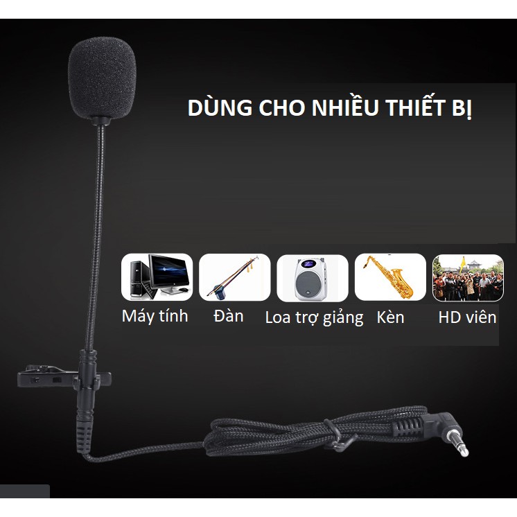 [Mã ELHACE giảm 4% đơn 300K] Micro cài áo có đầu mic dài dễ điều chỉnh, cắm loa trợ giảng, máy tính thu âm