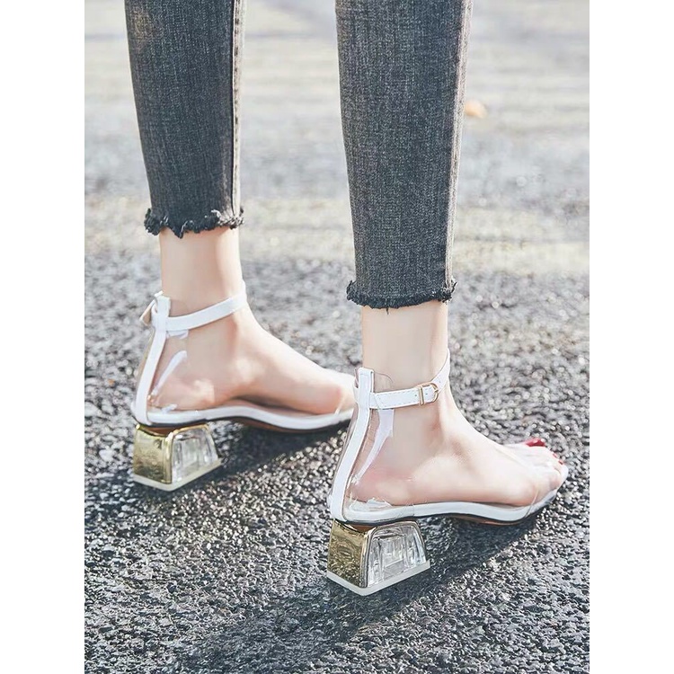 Giày Sandal Cao Gót Hở Ngón Quai Trong Suốt Thời Trang Mùa Hè 2022