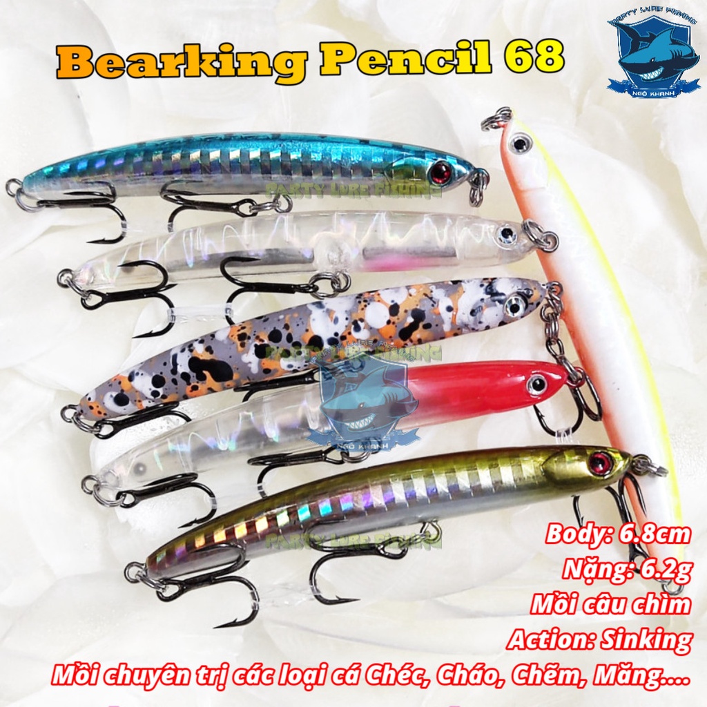 Mồi câu cá Bearking Pencil 68, mồi lure cá măng, chẽm, chéc, cháo...