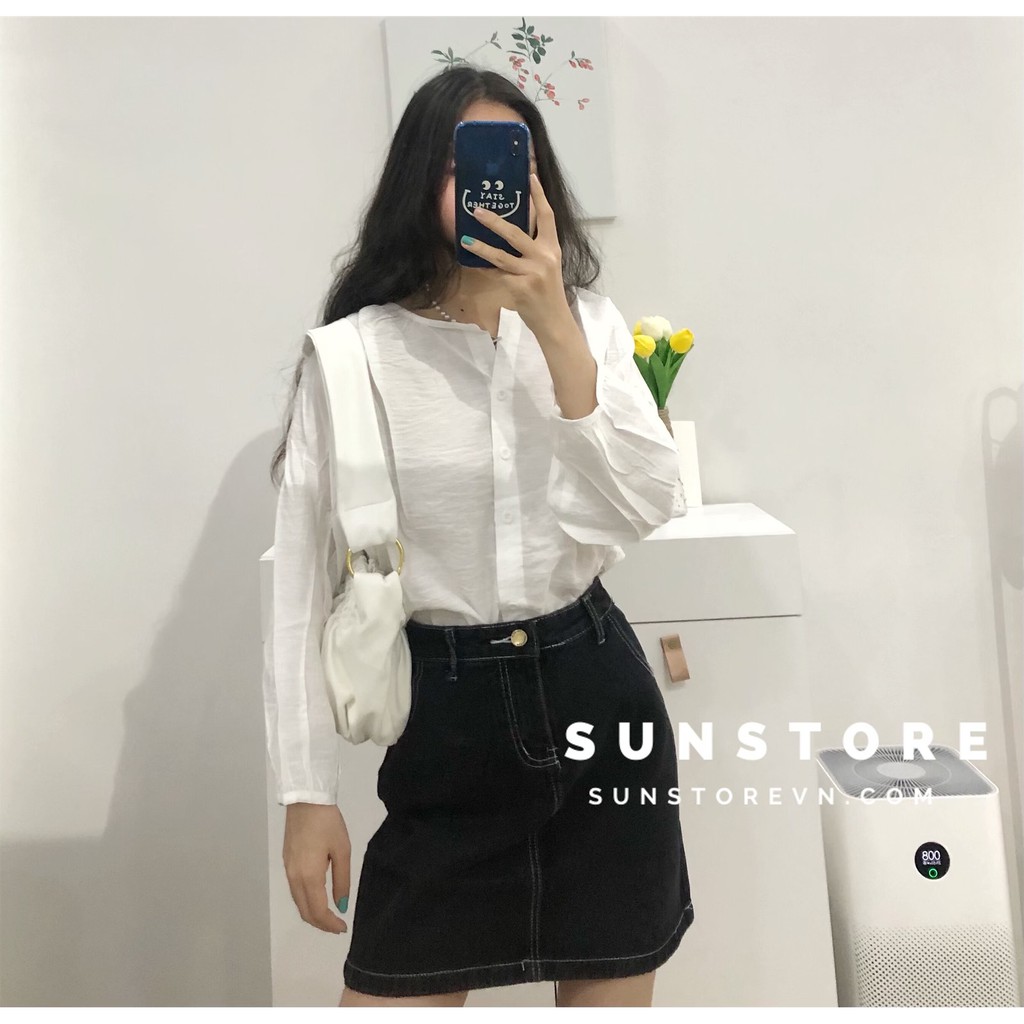 Áo kiểu sơ mi tay dài 3 màu cực ngọt Ulzzang