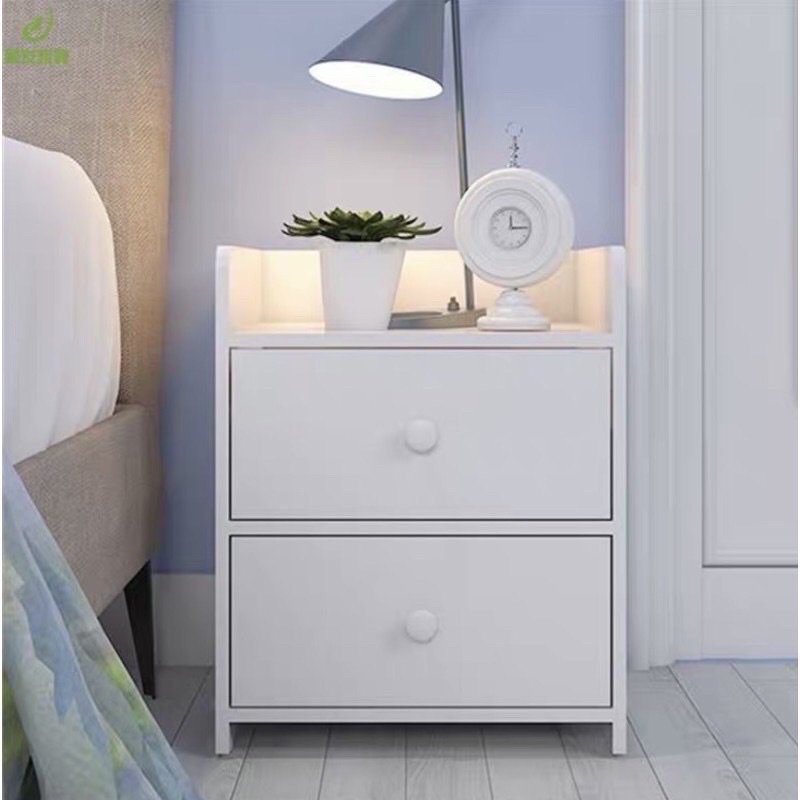 Kệ Để Đầu Giường 2 Ngăn Kéo Bằng Gỗ Ép Cao Cấp Để Đồ Tiện Lợi 🔸