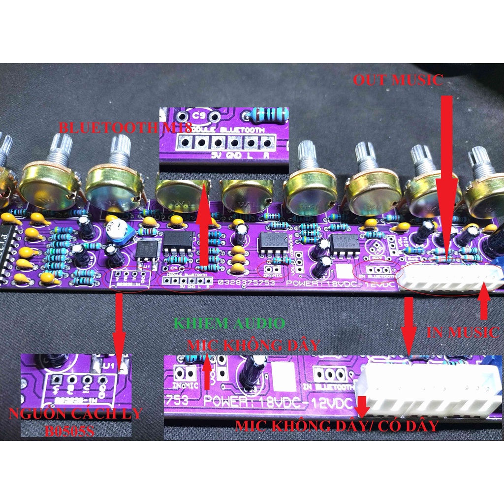 Mạch karaoke control 11 nút nguồn đơn, giá rẻ cho ae chế loa bản 2022