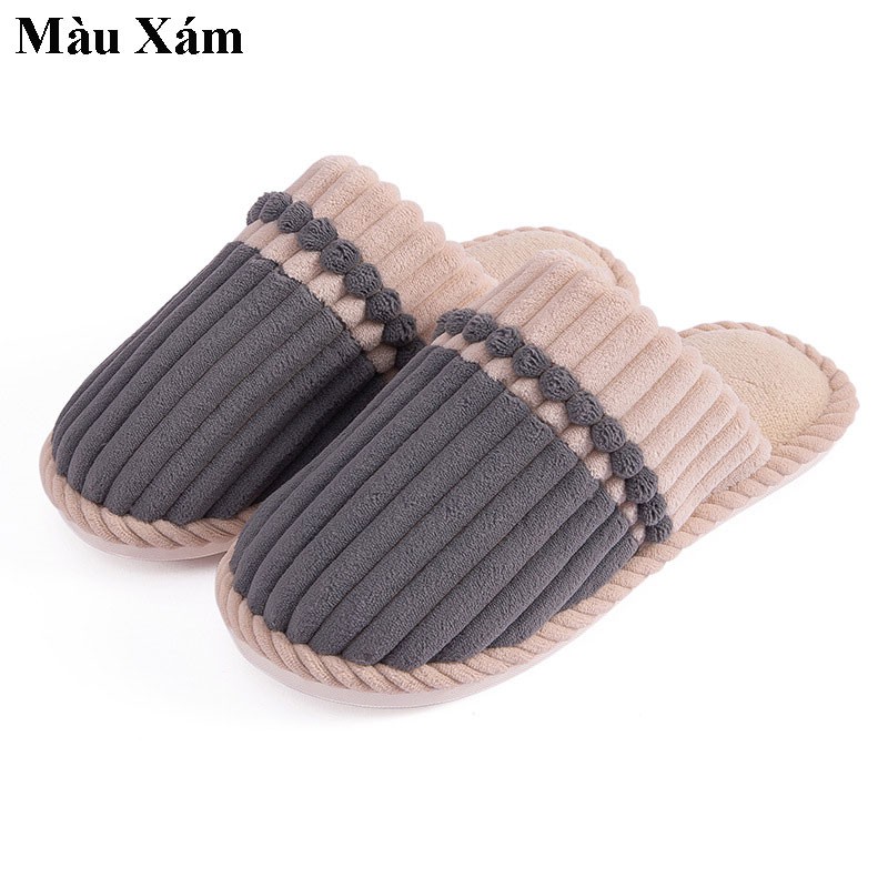 DÉP LÔNG   UNISEX ULZZANG ĐẾ CAO SU CAO CẤP PHỐI 2 MÀU  KẺ SỌC XUÔI THANH LỊCH DỂ THƯƠNG
