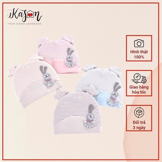 Mũ nón sơ sinh cotton họa tiết thỏ 3D