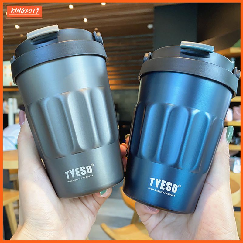 Tyeso Thép Không Gỉ 304 Cà Phê Cốc Tập Uống 400Ml/500Ml Retro Di Động Giữ Nhiệt Sáng Tạo Tay Cầm Băng Bạo Chúa Cốc Hút Chân Không