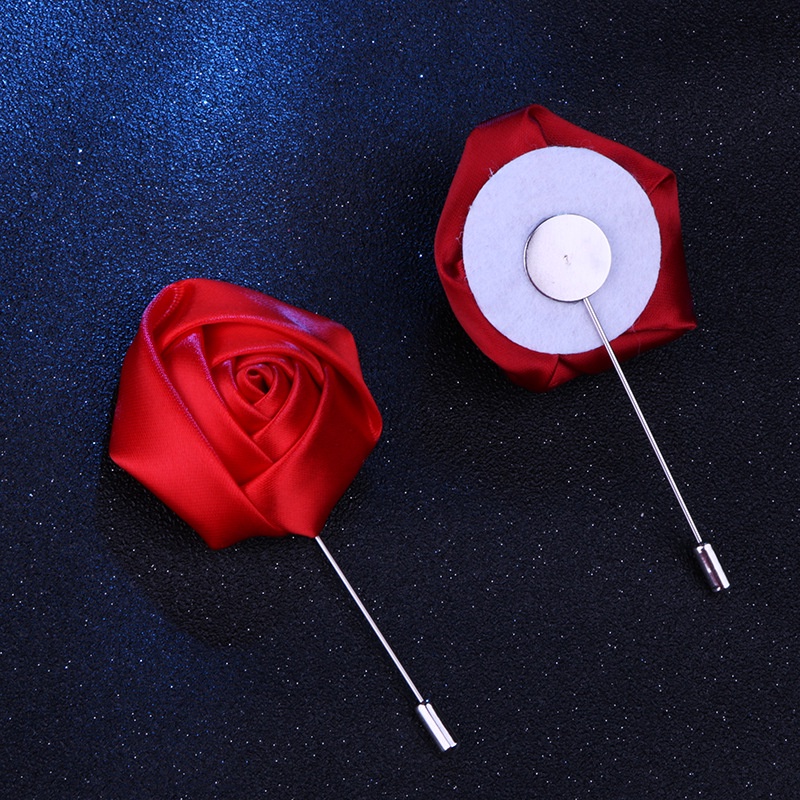 EFAN Trâm Cài Áo Hình Hoa Hồng / Trái Tim Bằng Vải Lụa Dài 5cm Kiểu Hàn Quốc Cổ Điển Dành Cho Bạn Nam