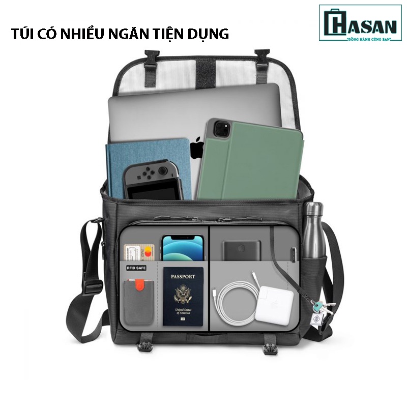 Túi đeo chéo chính hãng TOMTOC (USA) Casual Messenger Multi -Function - A47-C01 cho Macbook/Ultrabook 13-13.5 inch