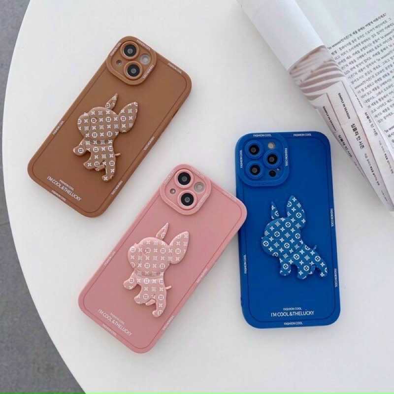 Ốp cao su TPU hình chú chó PITBULL nổi LV ip13 pro max
