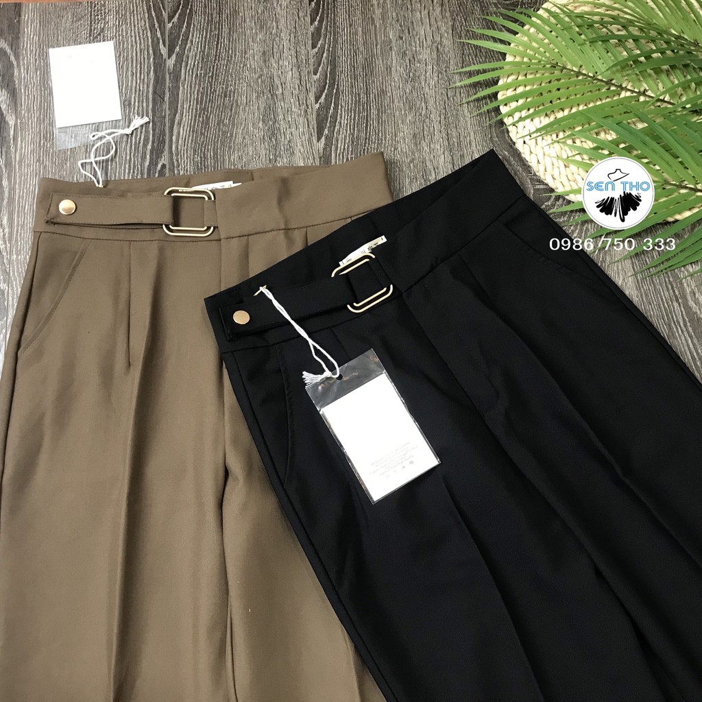 [Ảnh Thật] Quần Baggy Nữ Công Sở Đai Vuông, Màu Đen, Nâu Tây Sang Trọng. Chất Vải Vitex Cao Cấp, Cạp Cao Thanh Lịch | BigBuy360 - bigbuy360.vn