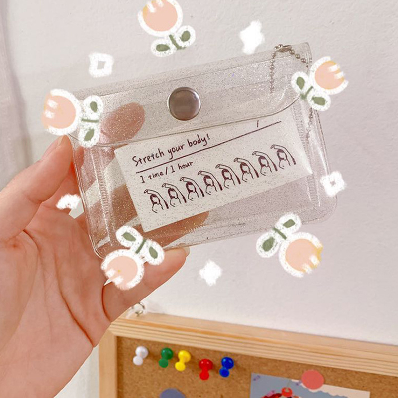 【cfh】Ví Đựng Thẻ Bằng Nhựa Trong Suốt Xinh Xắn Tiện Dụng