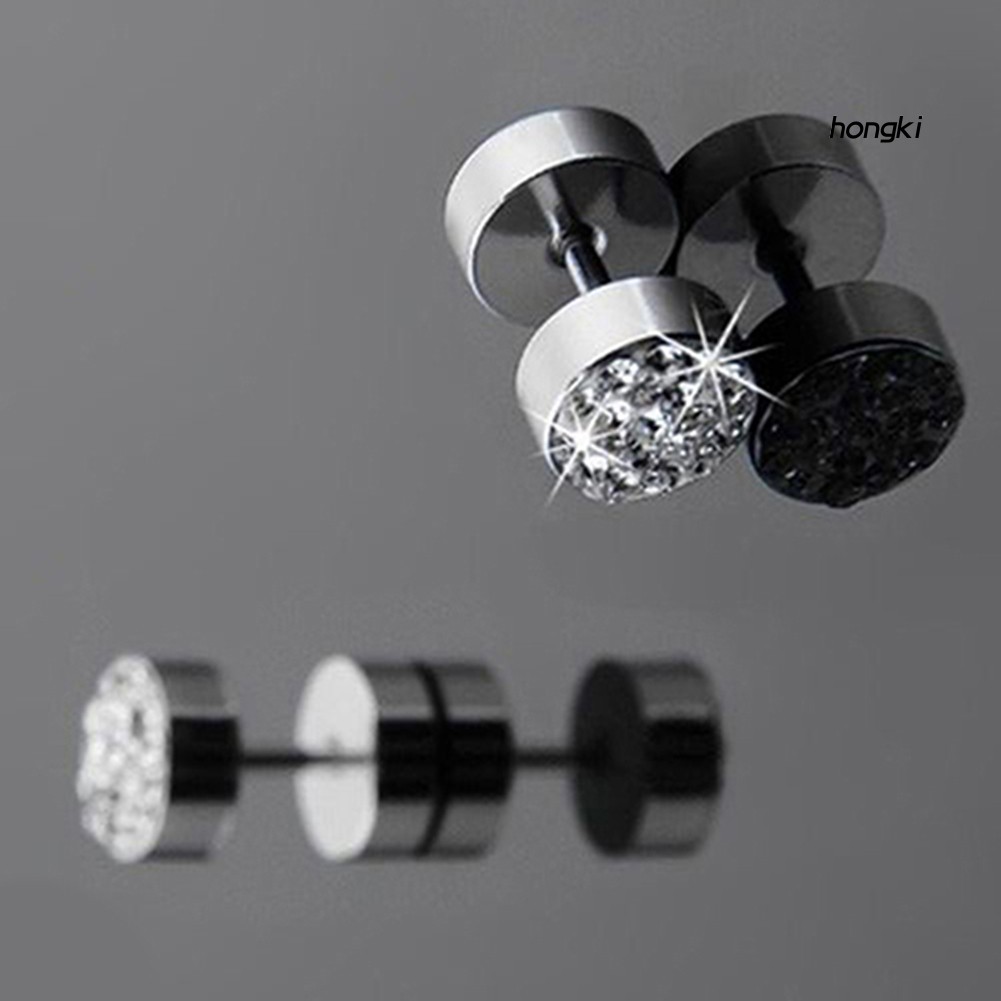 (Hàng Mới Về) Set 2 Khuyên Tai Đính Đá Bằng Thép Không Gỉ Thời Trang Cho Nam