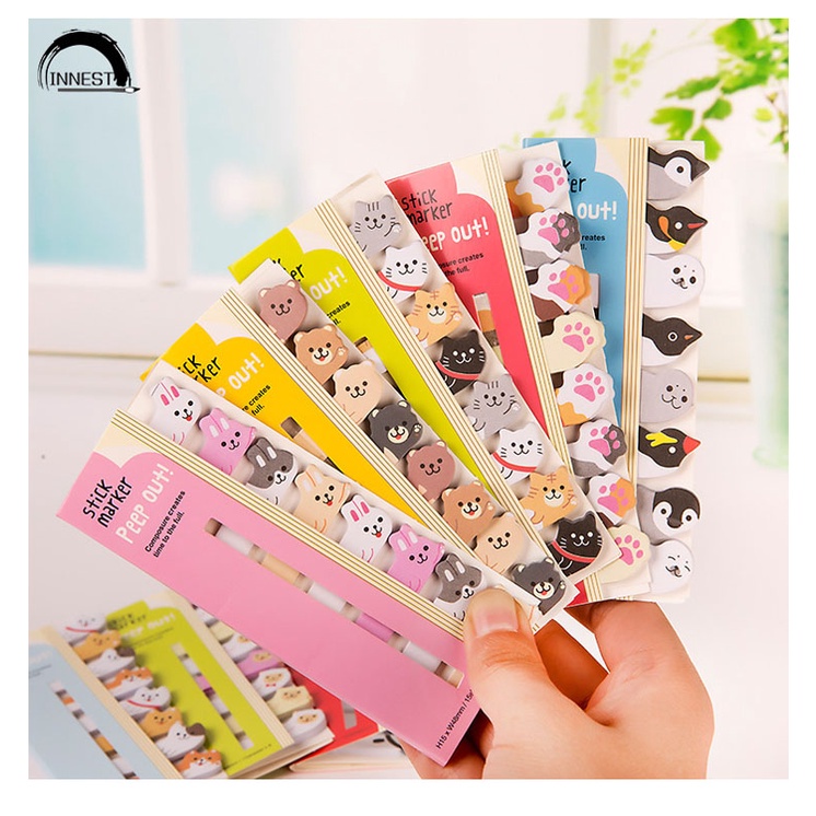 Set Giấy Ghi Chú 8 Trong Một Mini Họa Tiết Động Vật Hoạt Hình Đa Phong Cách