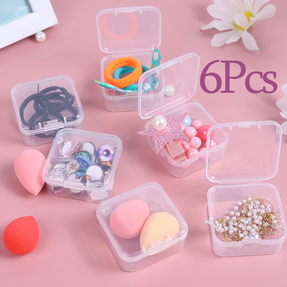 Set 6 Hộp Vuông Nhỏ Trong Suốt Đựng Trang Sức Tiện Lợi Ốp