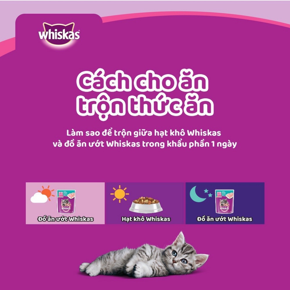 Thức ăn WHISKAS® cho mèo con dạng hạt vị cá biển với sữa 1.1kg