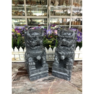 Cặp tượng Kỳ Lân phong thủy đá đen - Cao 20 cm