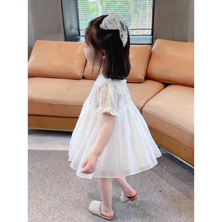 Váy đầm công chúa vải ren vân nổi 2 lớp cao cấp cho bé 8-20kg