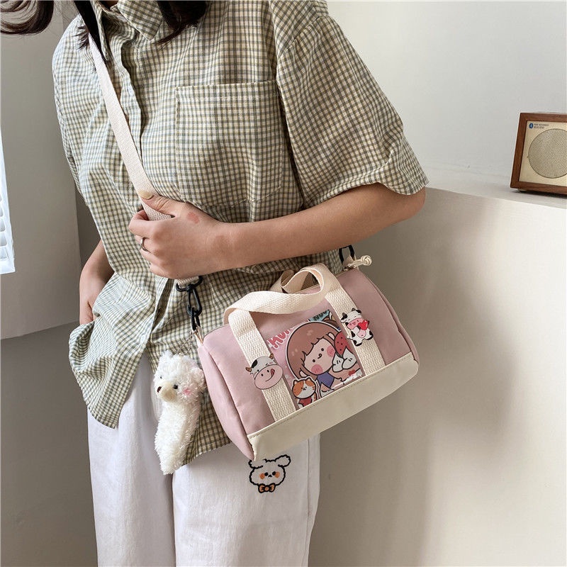 Túi đeo vai bằng vải canvas độc đáo thời trang mùa hè cho nữ sinh
