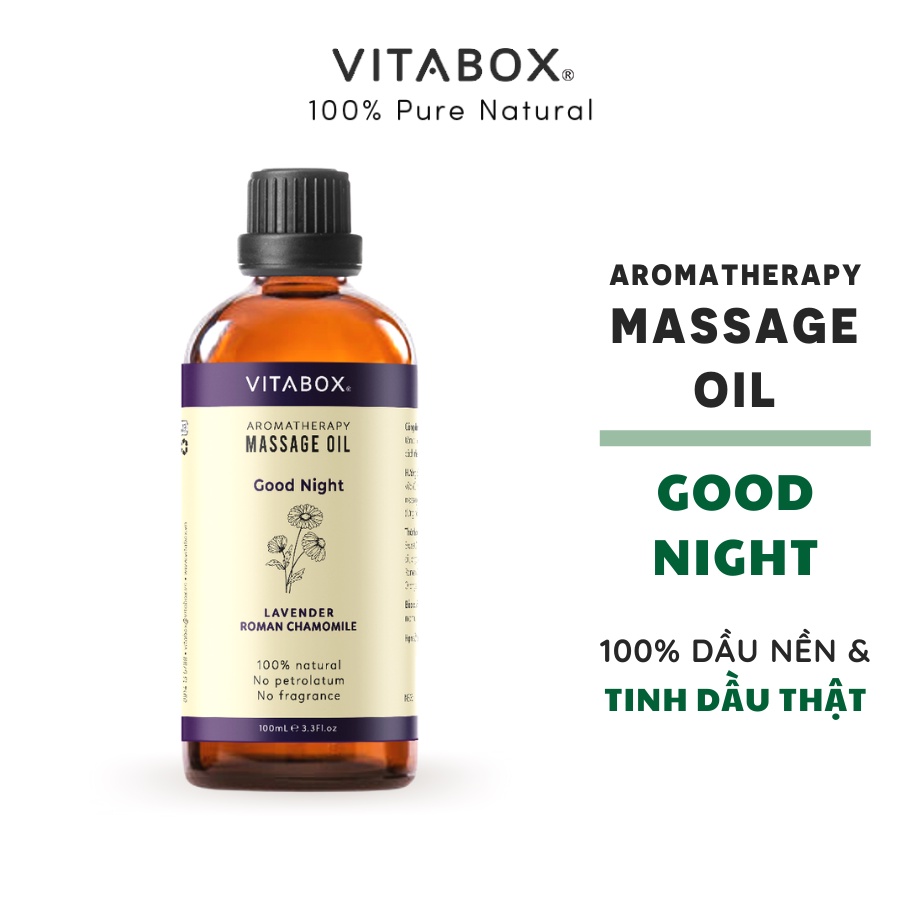 Dầu massage body VITABOX Good Night aromatherapy massage oil mát xa thư giãn ngủ ngon từ dầu nền và tinh dầu thiên nhiên