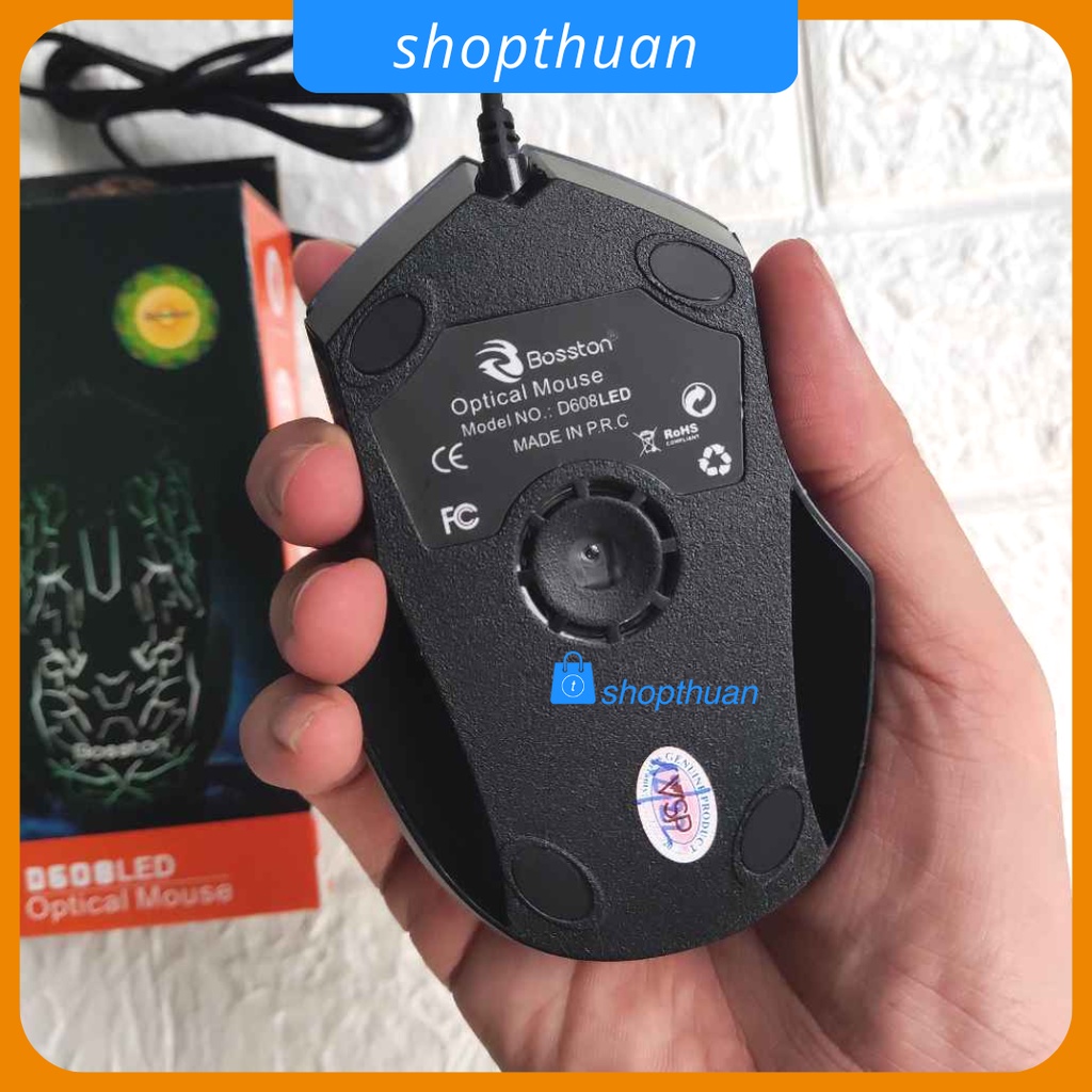 Chuột có dây Bosston D608 LED USB , đèn led chuyển màu