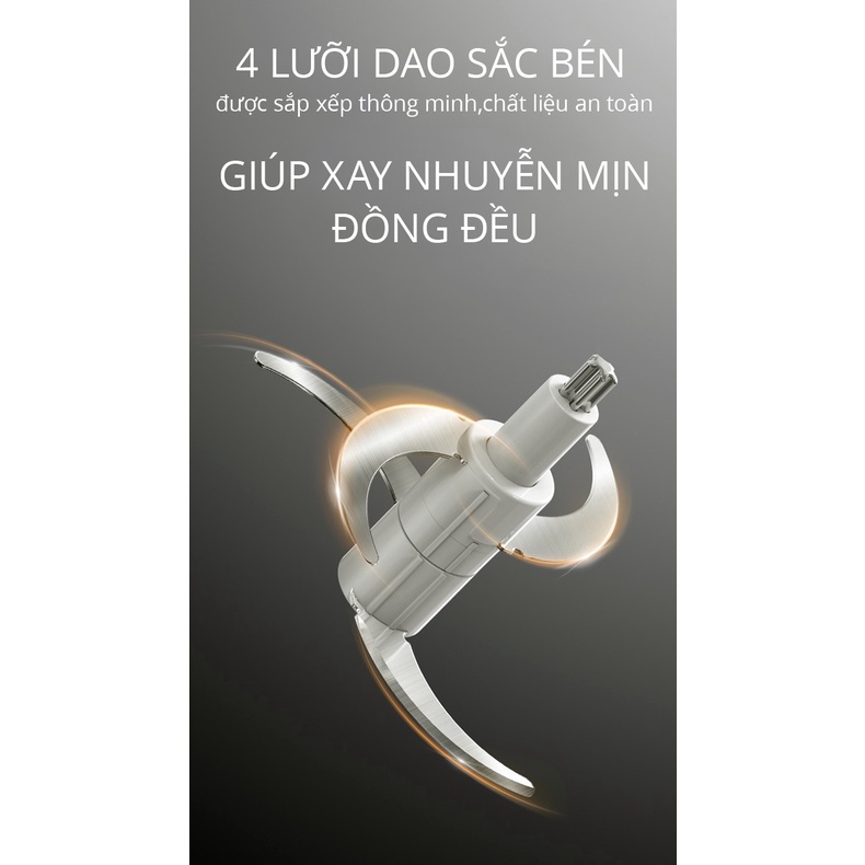 Máy Xay Thịt Đa Năng 2L Cối Thủy Tinh KaisaVilla KV-7014K- Công suất 300W, 4 lưỡi dao inox, xay thịt, rau củ quả đa năng