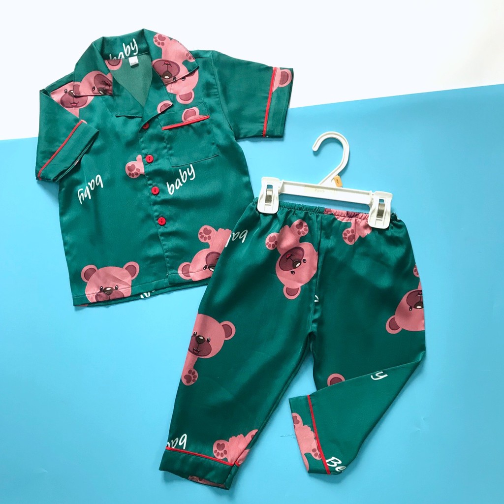 Pijama tay ngắn cho bé Lụa Satin mềm đẹp Nhiều họa tiết 10-20kg