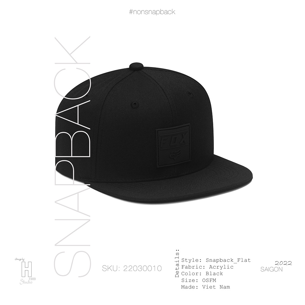 Mũ snapback thời trang nam màu đen cao cấp logo FOX màu đen hàng chất lượng tiêu chuẩn xuất khẩu khóa gài bấm