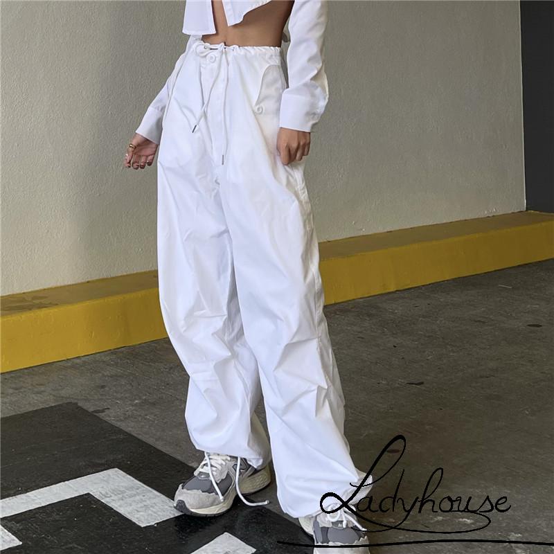 Quần Dài Dáng Suông Lưng Thun Rút Dây Màu Trơn Cho Nữ