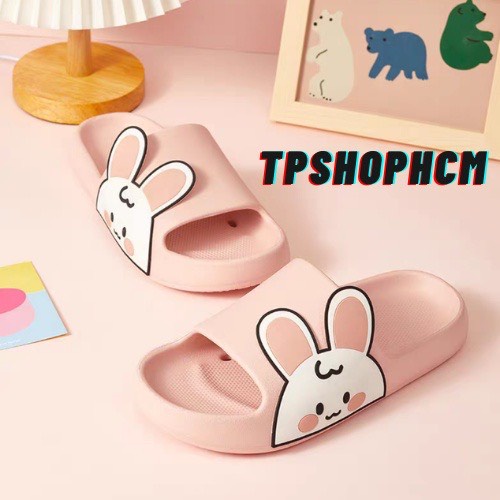 Dép Lê Bành Mì Nam Nữ Unisex Thỏ Đế Cao 3cm Quai Ngang Động Đế Trẻ Trung Năng Động