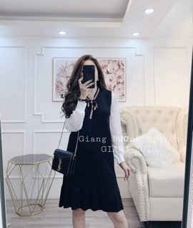 Váy xuông cổ nơ