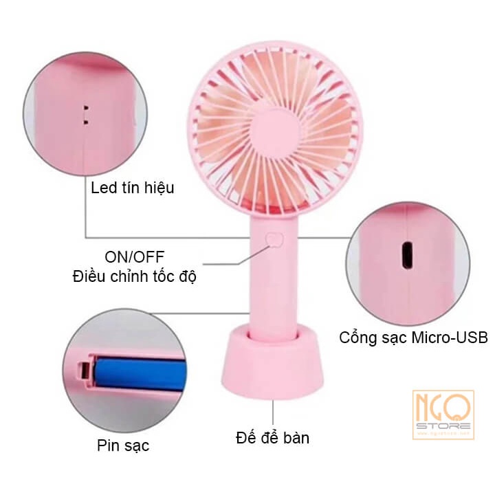 QUẠT TÍCH ĐIỆN CẦM TAY MINI FAN SIMPLE - 3 CHẾ ĐỘ QUẠT SIÊU MÁT - TẶNG ĐẾ ĐỂ BÀN + PIN QUẠT + CÁP SẠC