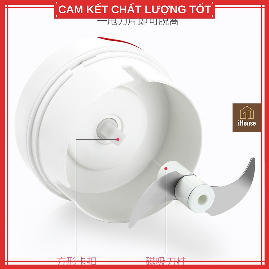 Máy xay tỏi ớt đa năng tiện lợi, Dụng cụ xay ớt tỏi giật bằng tay mini Food Chopper loại tốt iHouse