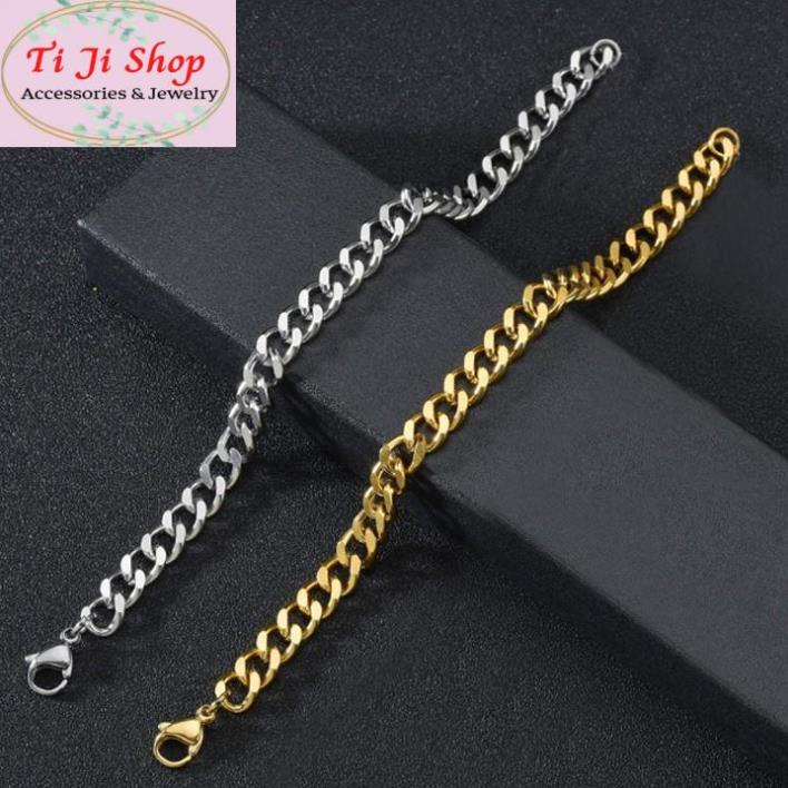 Lắc tay inox kiểu lặc đơn mạ vàng 5mm, 7mm siêu đẹp, bền màu, hợp thời trang - Phù hợp cho cả nam và nữ