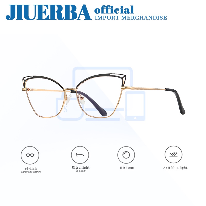 JIUERBA Kính Gọng Kim Loại Chống Bức Xạ Thời Trang Nữ Phong Cách Phương Tây