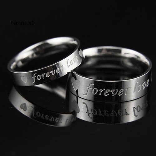 Nhẫn đeo tay thép không gỉ khắc chữ Forever love cho cặp đôi